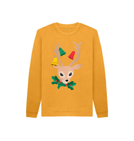 Mustard Christmas kitsch deer children's jumper