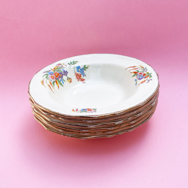 Vintage dessert bowls | Alfred Meakin Cascadia | 1930's floral