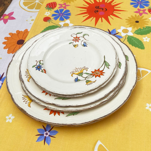 Vintage plates | Alfred Meakin Sunburst design | 1930's floral