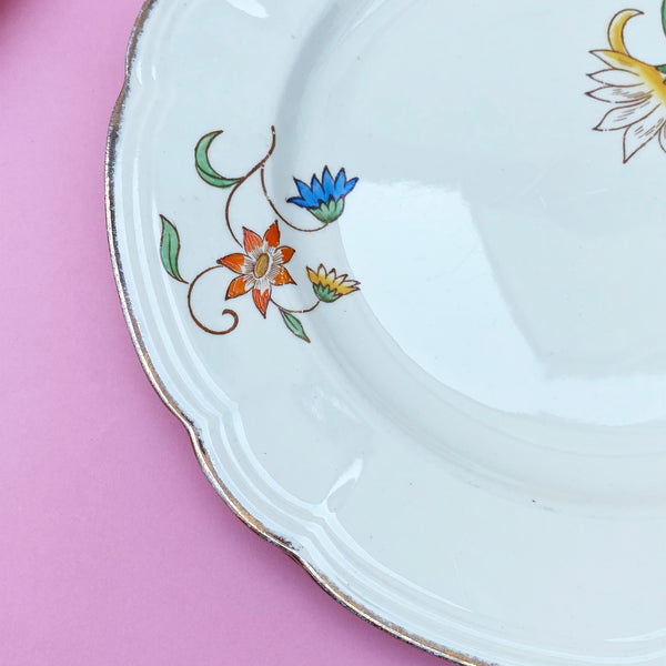 Vintage plates | Alfred Meakin Sunburst design | 1930's floral