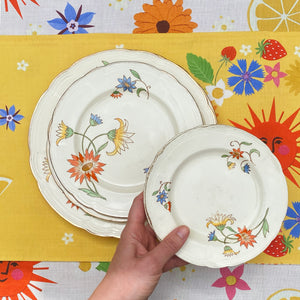 Vintage plates | Alfred Meakin Sunburst design | 1930's floral