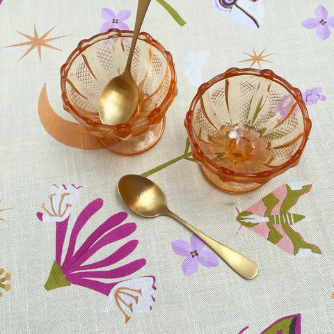 Vintage set of 2 dessert bowls | peach / orange glass