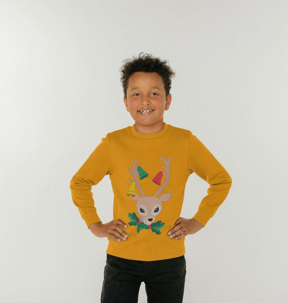 Christmas kitsch deer children's jumper