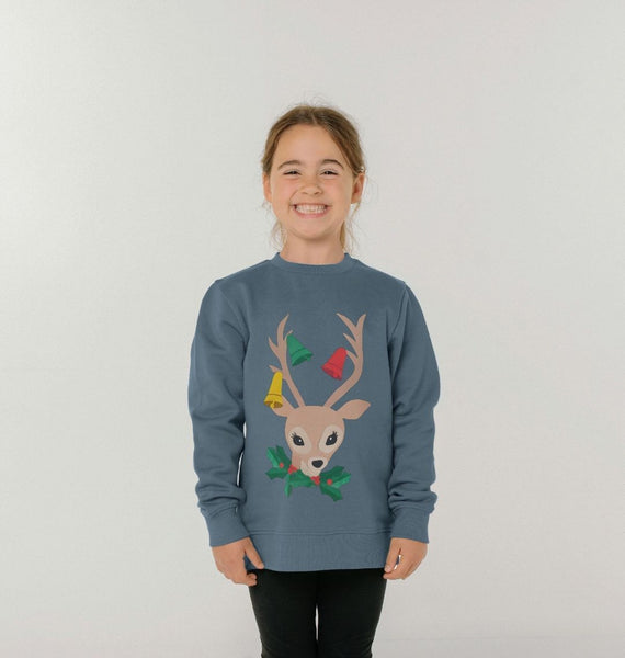 Christmas kitsch deer children's jumper